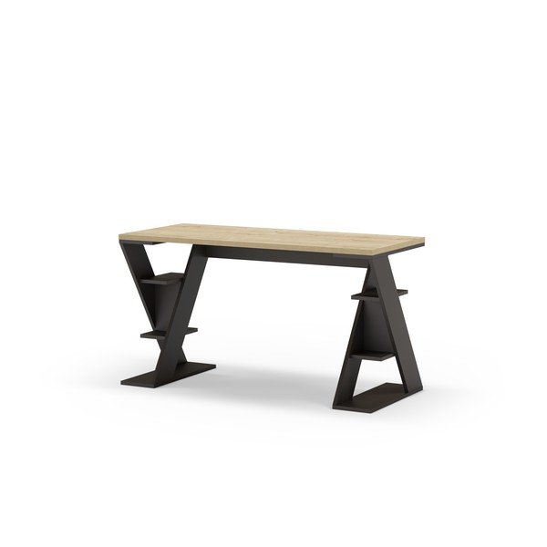 Biurko z blatem w dekorze dębu 60x137 cm Butterfly – Marckeric-image-3