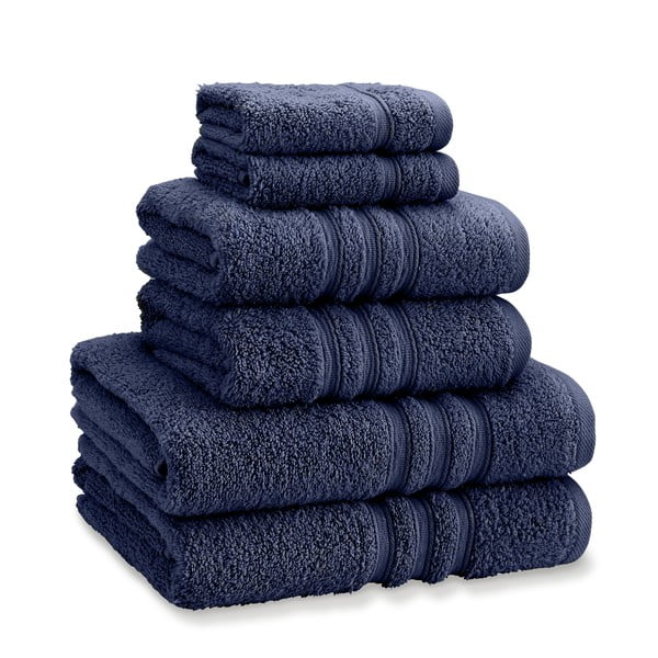 Ciemnoniebieskie bawełniane ręczniki frotte zestaw 6 szt. Zero Twist – Catherine Lansfield