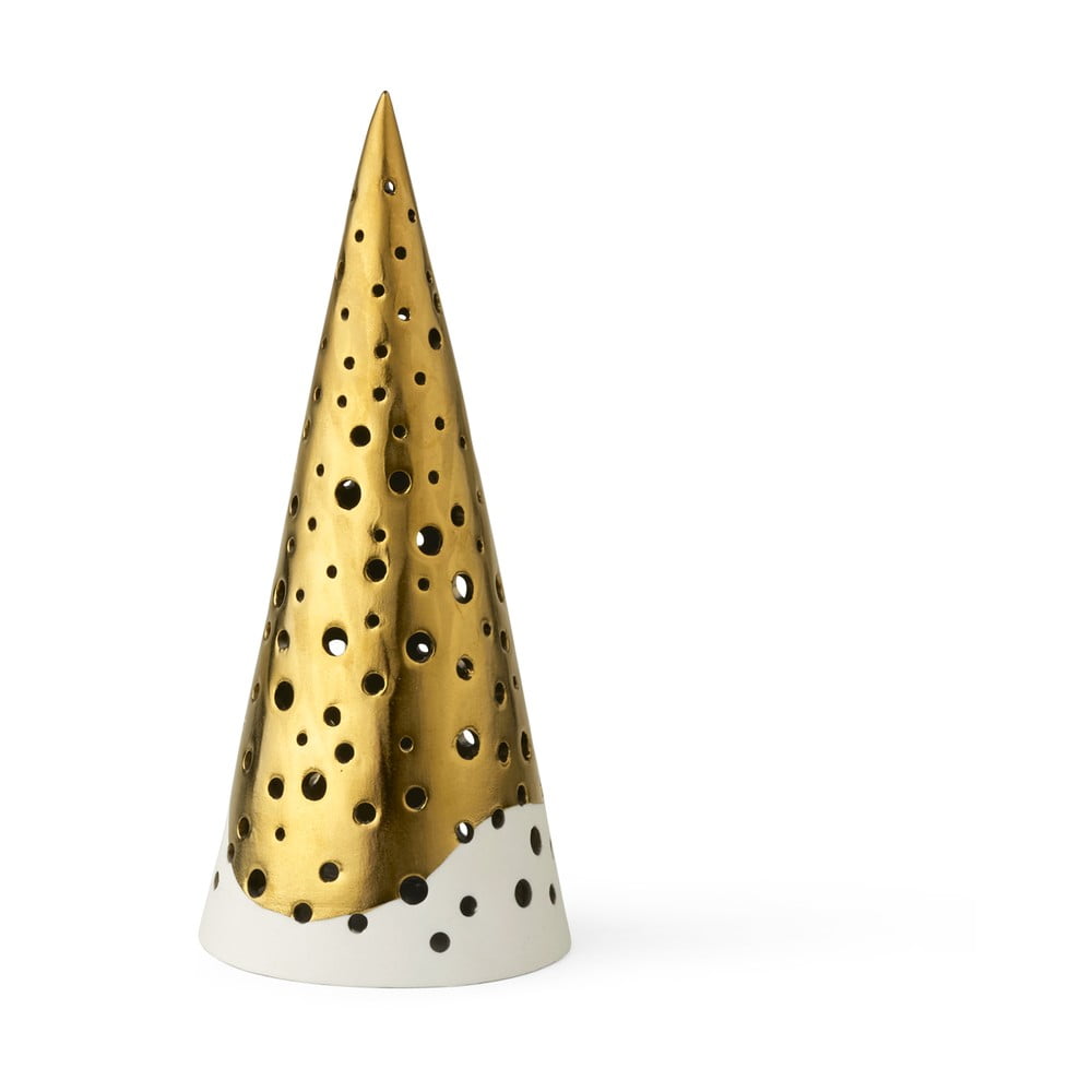 Porcelanowy świecznik w kolorze złota Kähler Design Nobili, wys. 19 cm