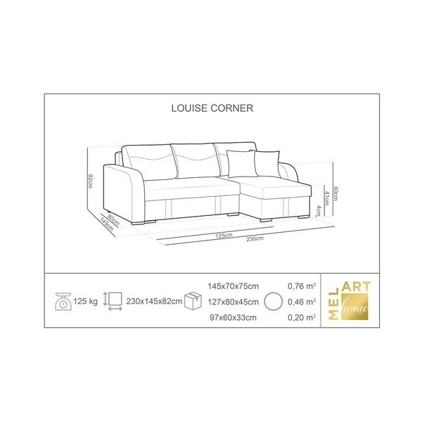 Turkusowy narożnik rozkładany ze schowkiem Melart Louise, lewostronny-image-3