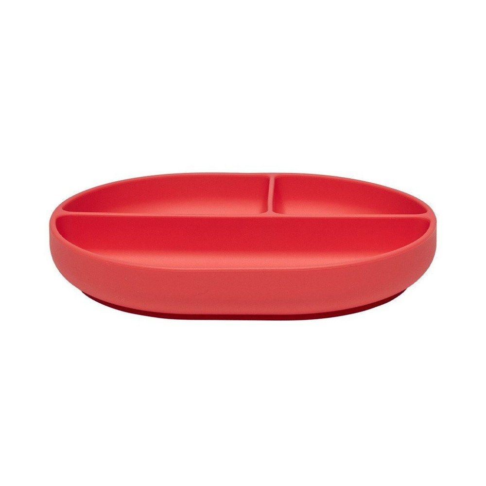 Czerwony silikonowy talerz dla dzieci 17x21,5 cm Enkei – OYOY Mini