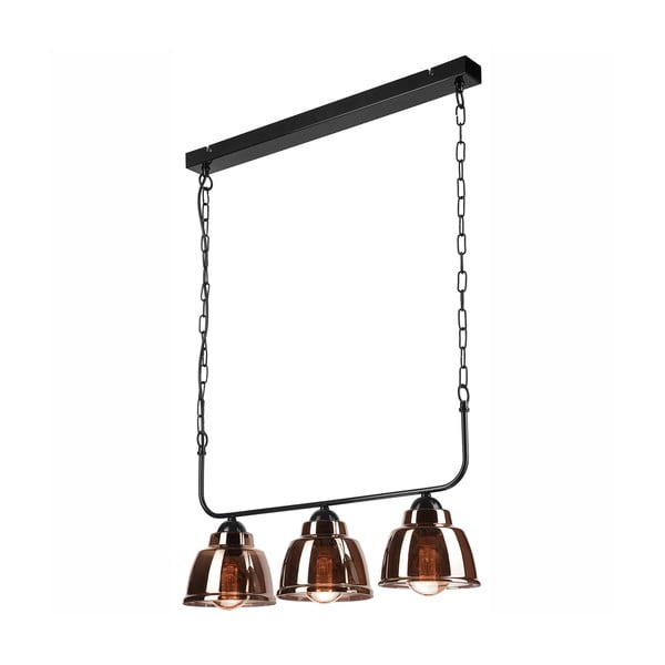 Czarno-brązowa lampa wisząca ze szklanym kloszem − LAMKUR