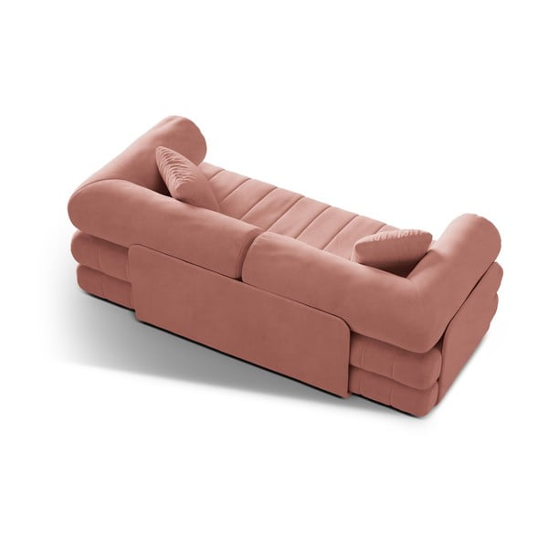 Różowa aksamitna rozkładana sofa 206 cm Kemi – Cosmopolitan Design-image-3