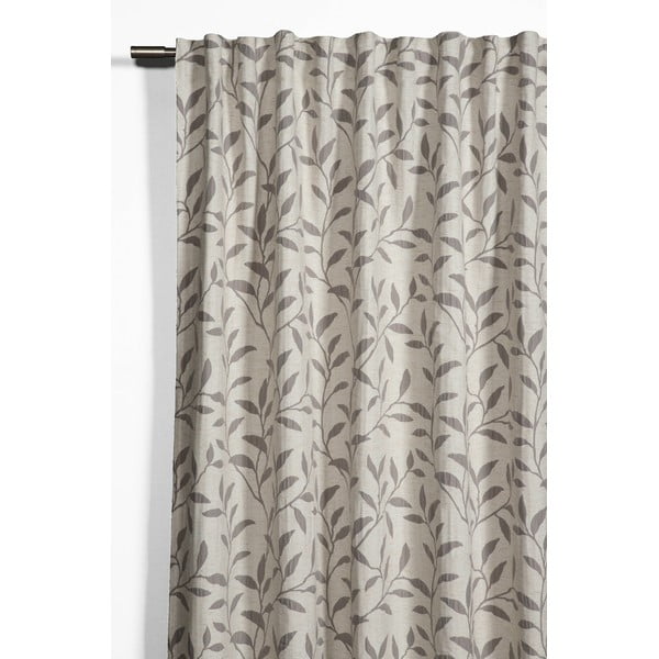 Szaro-beżowa zasłona z mieszanki lnu 140x245 cm List – Sehlbach
