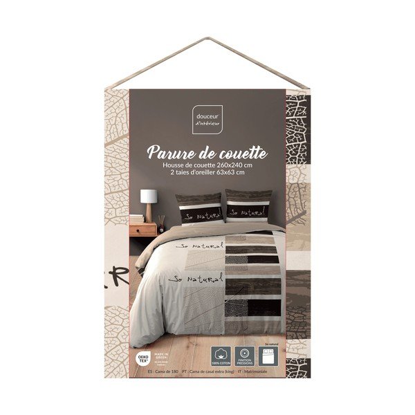 Brązowa bawełniana pościel dwuosobowa 3-częściowa 260x240 cm So Natural – douceur d'intérieur-image-2