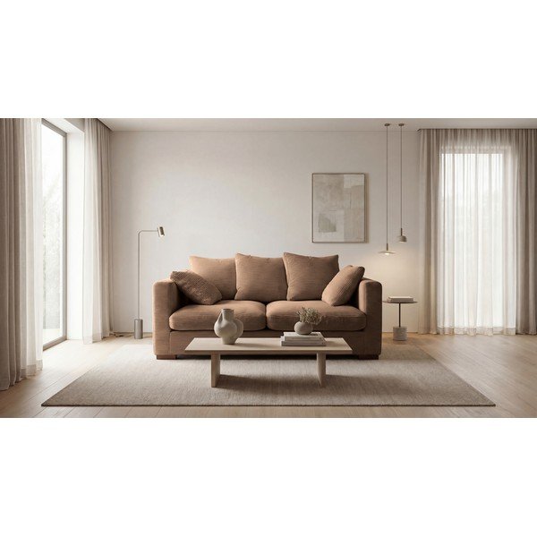 Jasnobrązowa sztruksowa sofa 175 cm Comfy – Scandic-image-1