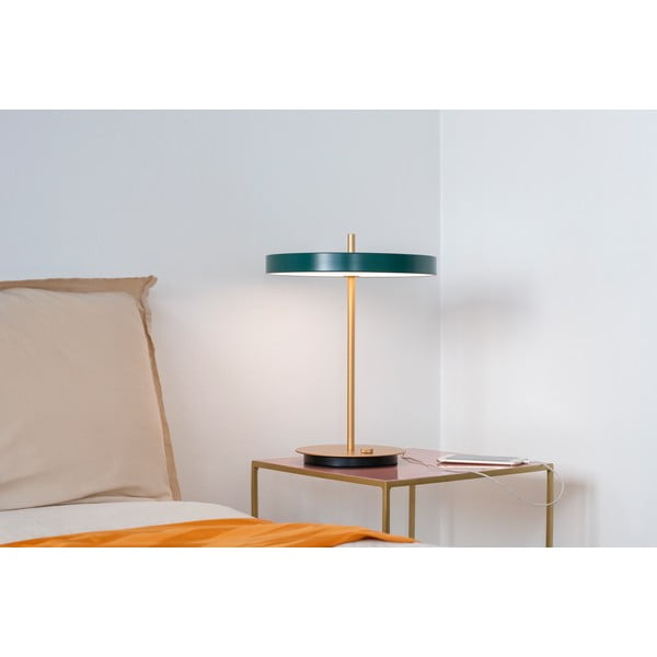 Ciemnozielona lampa stołowa LED ze ściemniaczem i metalowym kloszem (wysokość 41,5 cm) Asteria Table – UMAGE-image-3