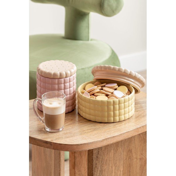 Jasnoróżowy ceramiczny pojemnik dekoracyjny ø 14x15 cm Biscuit Box – PT LIVING-image-2