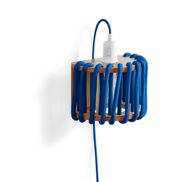 Niebieski kinkiet z drewnianą konstrukcją EMKO Macaron, dł. 20 cm-image-3