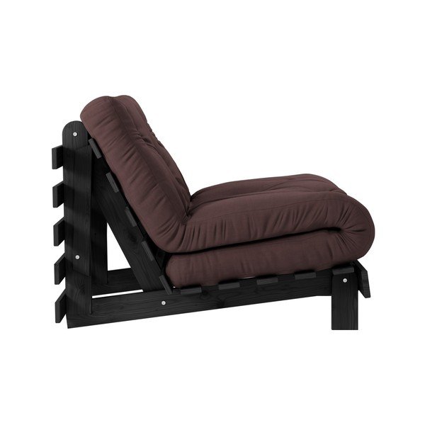 Fotel rozkładany z ciemnobrązowym obiciem Karup Design Roots Black/Brown-image-3