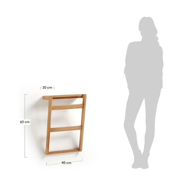 Wieszak ścienny na ręczniki z drewna tekowego Kave Home Sunday-image-4