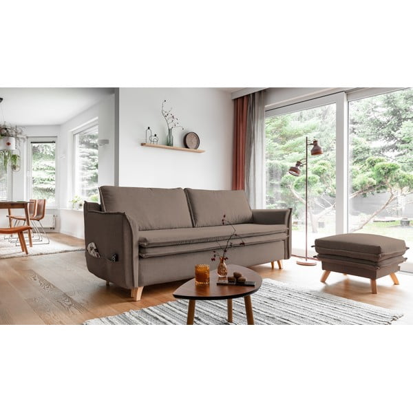 Jasnobrązowa rozkładana sofa 225 cm Charming Charlie – Miuform-image-3
