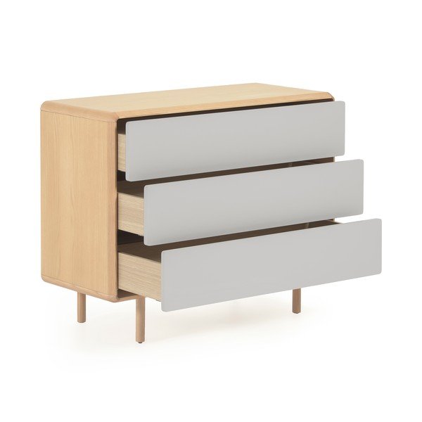 Szaro-naturalna komoda w dekorze jesionu 99x78,5x42 cm Anielle – Kave Home-image-2