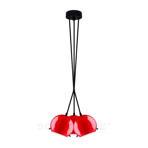 Czerwona potrójna lampa z czarnym kablem Sotto Luce MYOO Elementary