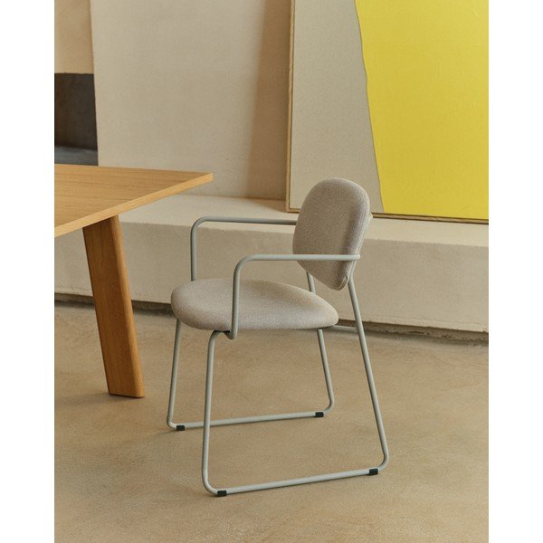 Beżowe metalowe krzesło z podłokietnikami Meli – Kave Home-image-1