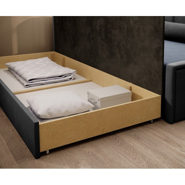 Niebieska/szara rozkładana/ze schowkiem sofa z tkaniny szenilowej 214 cm Fulgeo – ELTAP-image-4