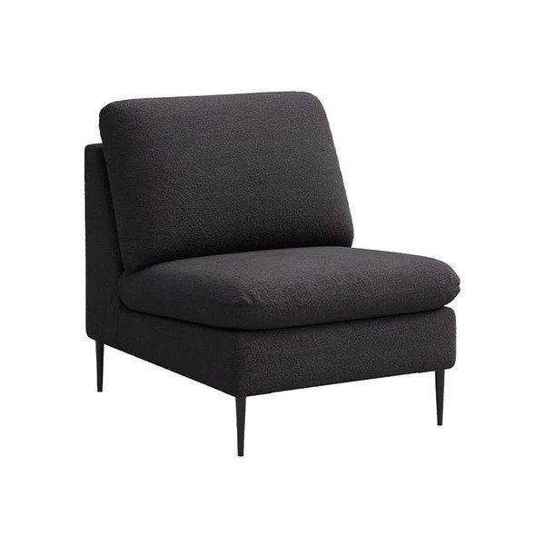 Czarny fotel z przędzy pętelkowej Bouclé Moilo – MESONICA