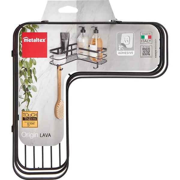 Czarna ścienna narożna półka łazienkowa Origin - Metaltex-image-3