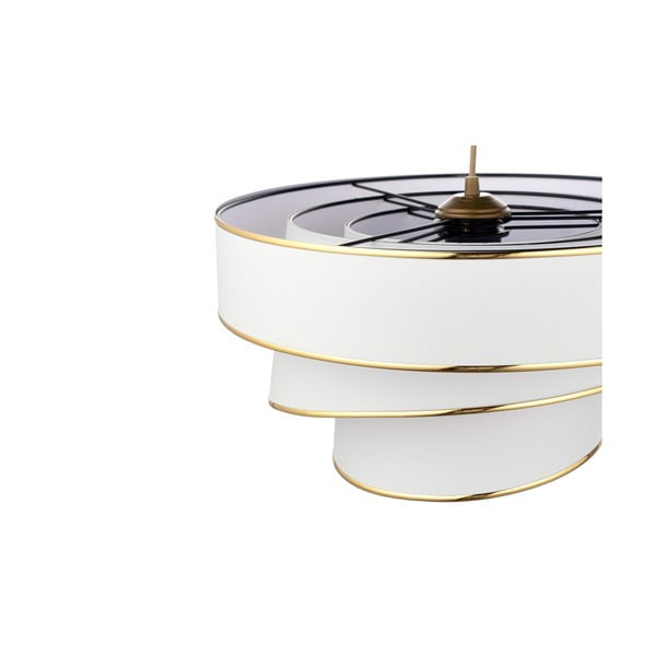 Lampa wisząca w biało-złotym kolorze z tekstylnym kloszem ø 40 cm Couper – Opviq lights-image-2