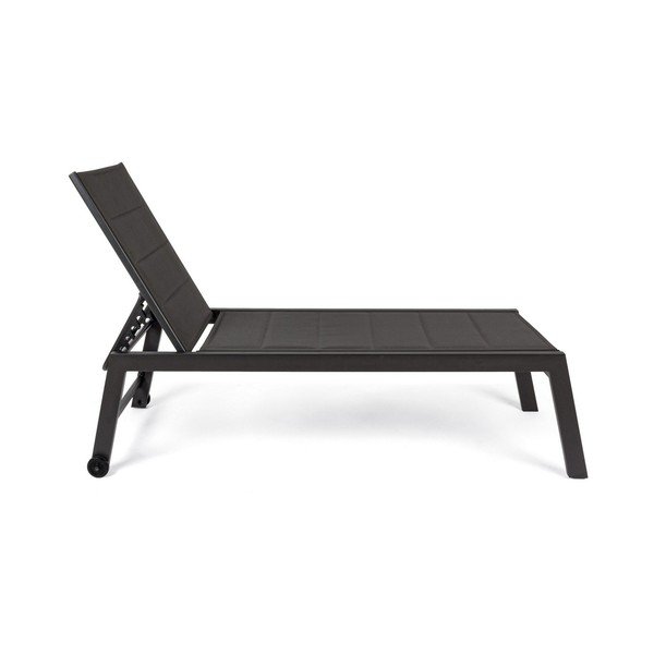 Antracytowy metalowy leżak ogrodowy Hilde   – Bizzotto-image-1
