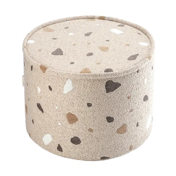 Jasnobrązowy puf dziecięcy z materiału bouclé/z tkaniny szenilowej Terrazzo – Wigiwama