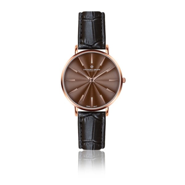 Zegarek damski z czarnym paskiem skórzanym Frederic Graff Rose Monte Rosa Croco Black Leather