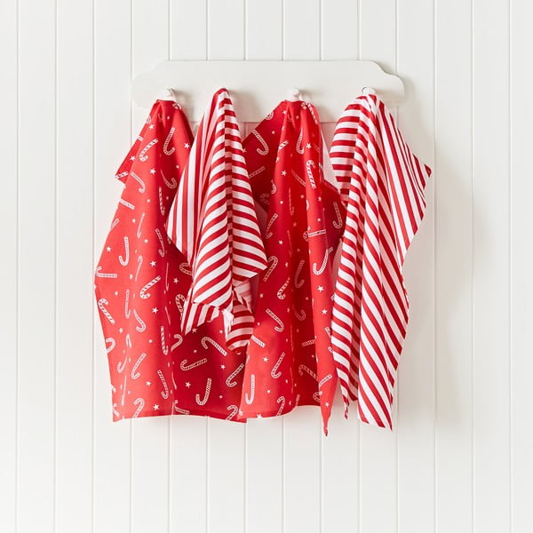 Bawełniane ścierki ze świątecznym motywem zestaw 4 szt. 50x70 cm Candy Cane – Catherine Lansfield