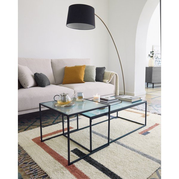 Czarna/w kolorze złota lampa stojąca z tekstylnym kloszem (wysokość 210 cm) Juhe – Kave Home-image-3