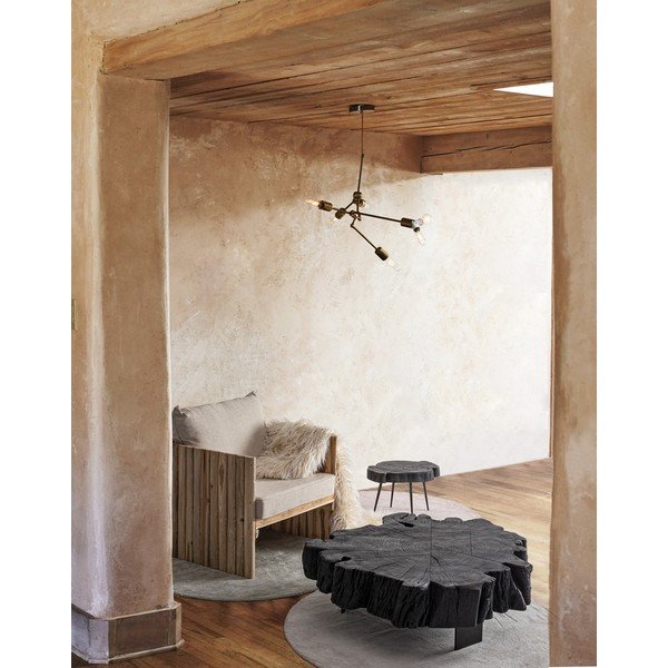 Czarny stolik z blatem z drewna akacjowego 35x46 cm Zakia – Bizzotto-image-1