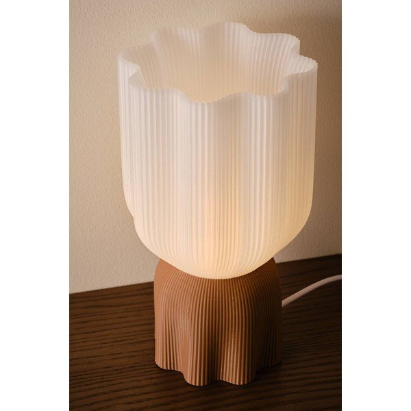 Biała/brązowa plastikowa lampa stołowa (wysokość 27 cm) Camier – Jotex-image-3