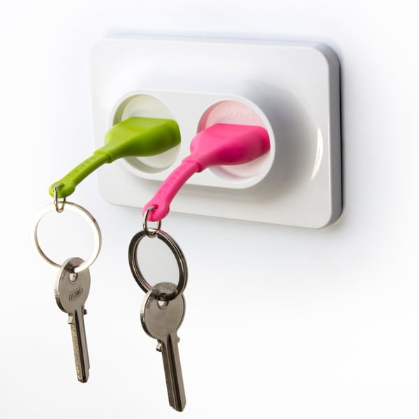Wieszak na klucze Unplug Key Ring, zielony/różowy