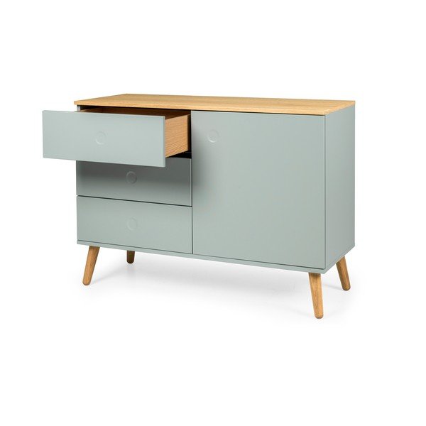 Jasnozielona niska komoda w dekorze dębu 109x79 cm Dot – Tenzo-image-3