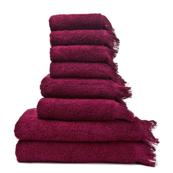 Zestaw 8 czerwonych ręczników z czystej bawełny Casa Di Bassi