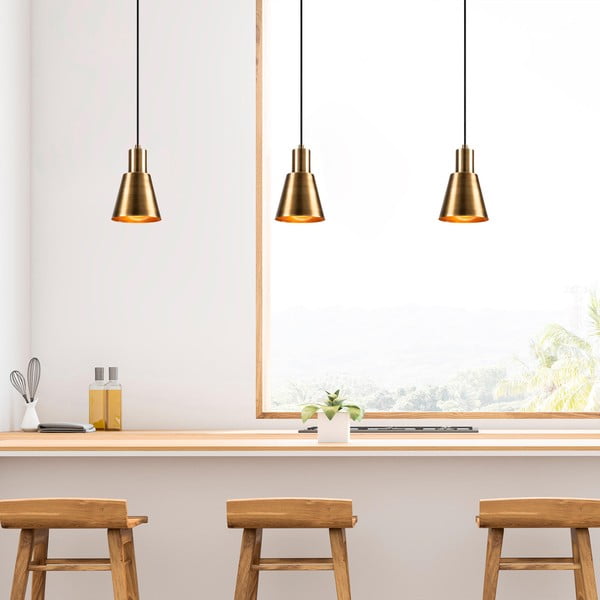 Lampa wisząca w czarno-złotym kolorze ø 14 cm Kem – Opviq lights-image-1