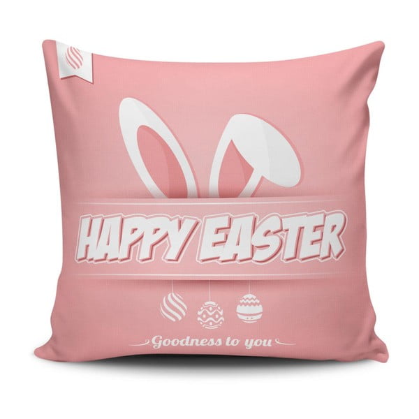 Różowa poszewka na poduszkę Happy Easter, 45x45 cm