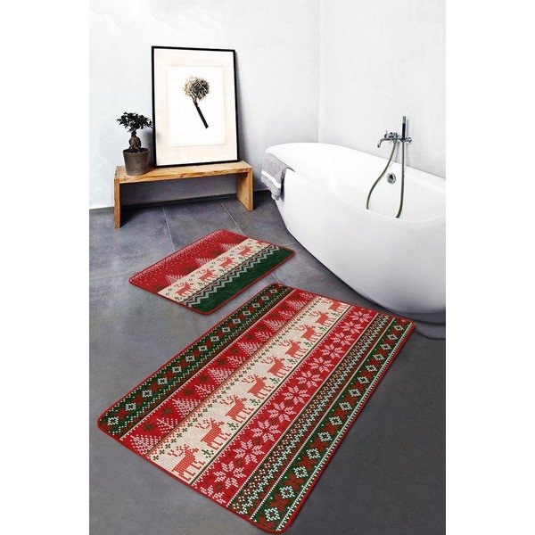 Aksamitne dywaniki łazienkowe zestaw 2 szt. 60x100 cm Merry Christmas – Mila Home-image-2
