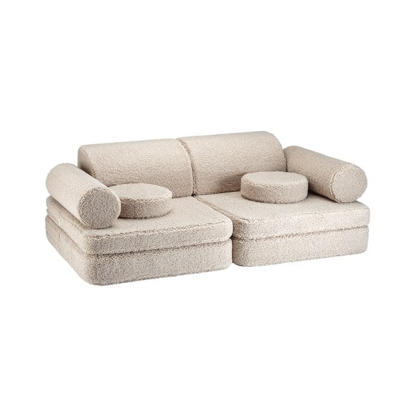 Jasnobrązowa sofa dla dzieci z materiału bouclé 132 cm Settee – Wigiwama