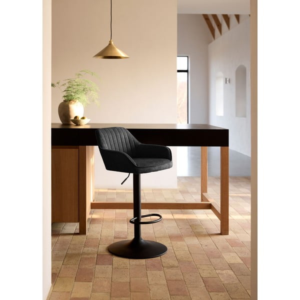 Ciemnoszary tapicerowany hoker z regulowaną wysokością/z podłokietnikami (wysokość siedziska 65 cm) Nolan – Unique Furniture-image-1