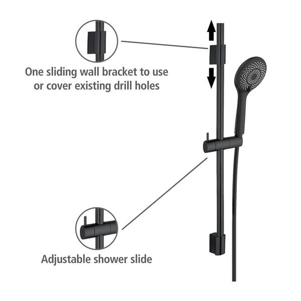Czarny zestaw prysznicowy ze stali nierdzewnej 70 cm Water Saving – Wenko-image-2