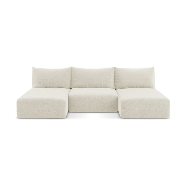 Kremowy rozkładany/ze schowkiem narożnik Kalena – Makamii