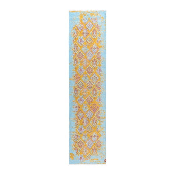Żółto-niebieski chodnik dwustronny Halimod Darina, 77x300 cm