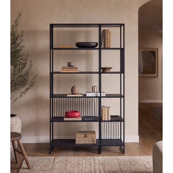 Czarny regał 120x185x35 cm Strington – Actona-image-3
