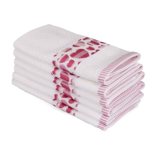 Zestaw sześciu ręczników z motywem serduszek In Love