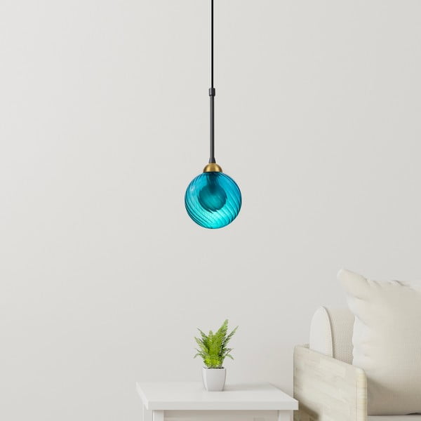 Niebieska lampa wisząca ze szklanym kloszem ø 12 cm Twister – Squid Lighting-image-1