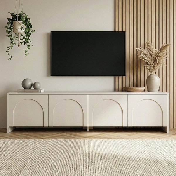 Kremowa szafka pod TV 180x45x32 cm Aurelia – Kalune Design-image-2