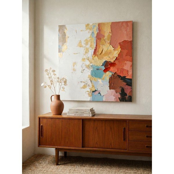 Obraz drukowany na płótnie z ręcznie malowanymi elementami 80x80 cm Crown – Bizzotto-image-1