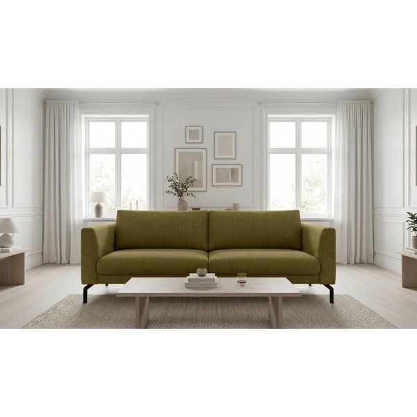 Musztardowa sofa 216 cm Gomero – Scandic-image-1