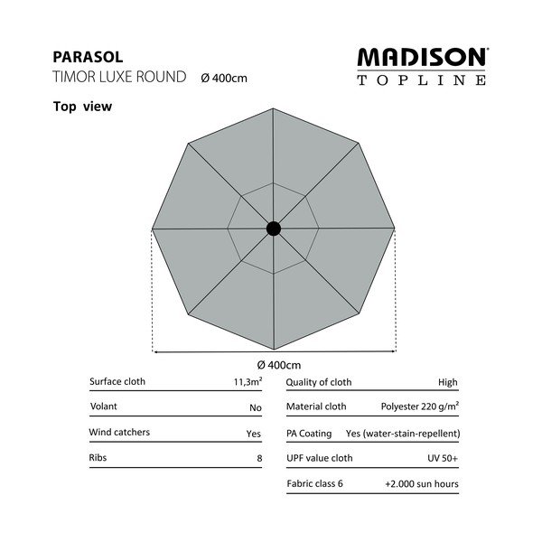 Zielony parasol ogrodowy ø 400 cm Timor − Madison-image-2