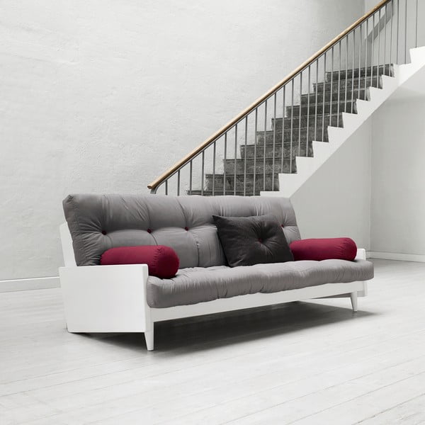 Sofa rozkładana Karup Indie White/Gris/Light Bordeaux