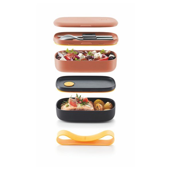 Pomarańczowo-czarny pojemnik na obiad Lékué To Go-image-1